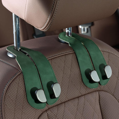 CoBak Purse Hook for Car - Universal Premium Stitched Leather and Aluminum-Magnesium Alloy Double Car Seat Back Storage Hook for Purses, Handbags, Bags (2 Pack),Black