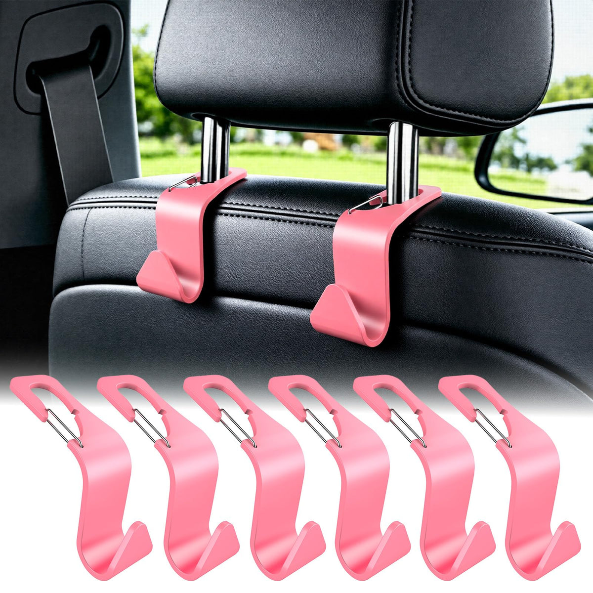 Car Seat Headrest Hook for Purses Bags Groceries,4 Pack Black