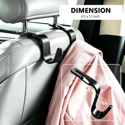 Car Seat Headrest Hooks 4 Pack, Purse Hook for Cars with Non-Slip Lock