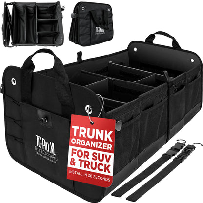 Car Trunk Organizer for SUV & Truck Cargo Storage, Large, Black