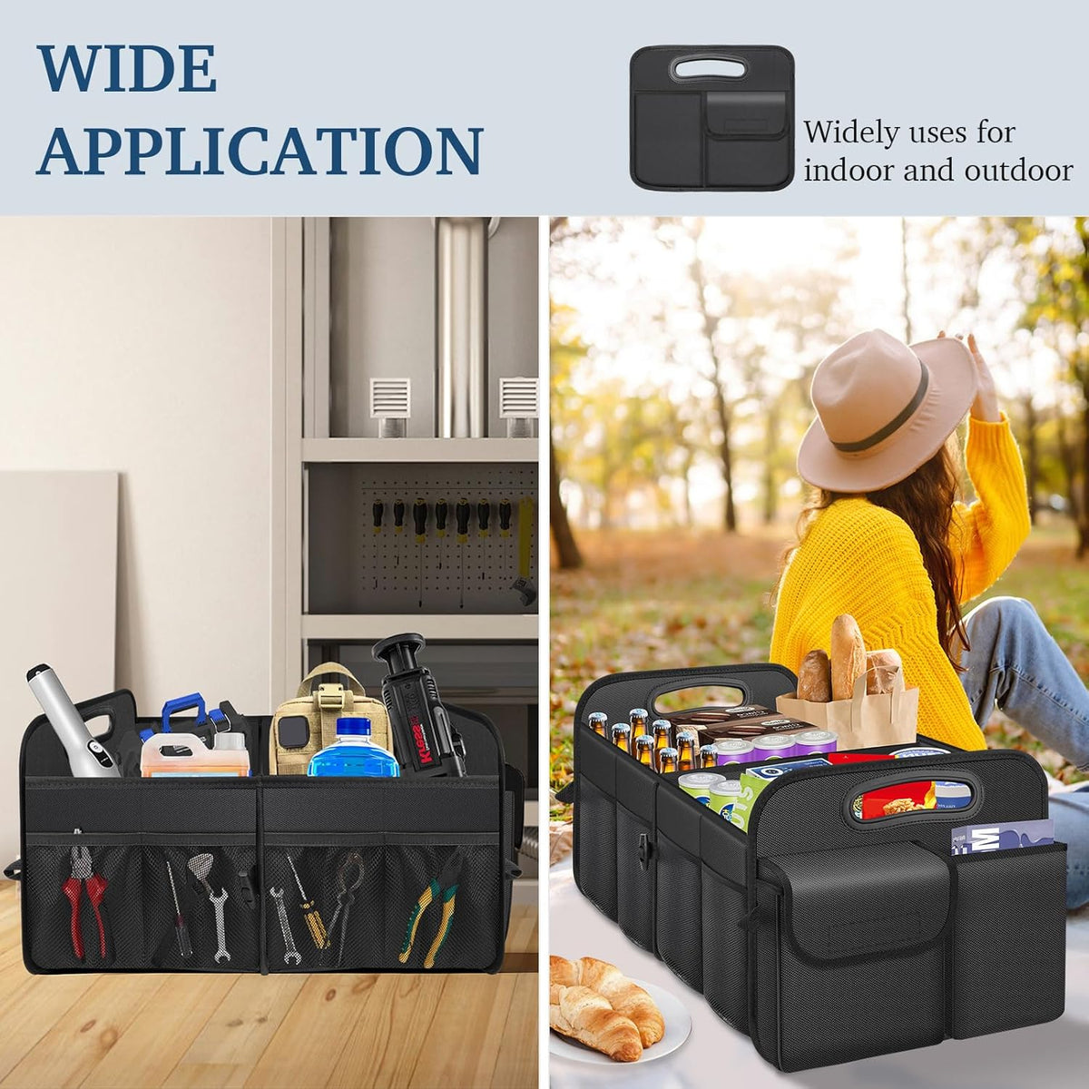 Femuar Car Trunk Organizer-Collapsible Car Storage for Suv/Jeep/Sedan