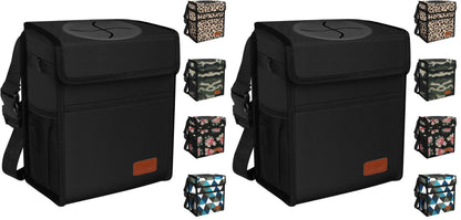Femuar Leak Proof Car Trash Can with Lid - Waterproof Automotive Garbage Bin for SUVs, Collapsible and Portable Car Trash Bag, Black