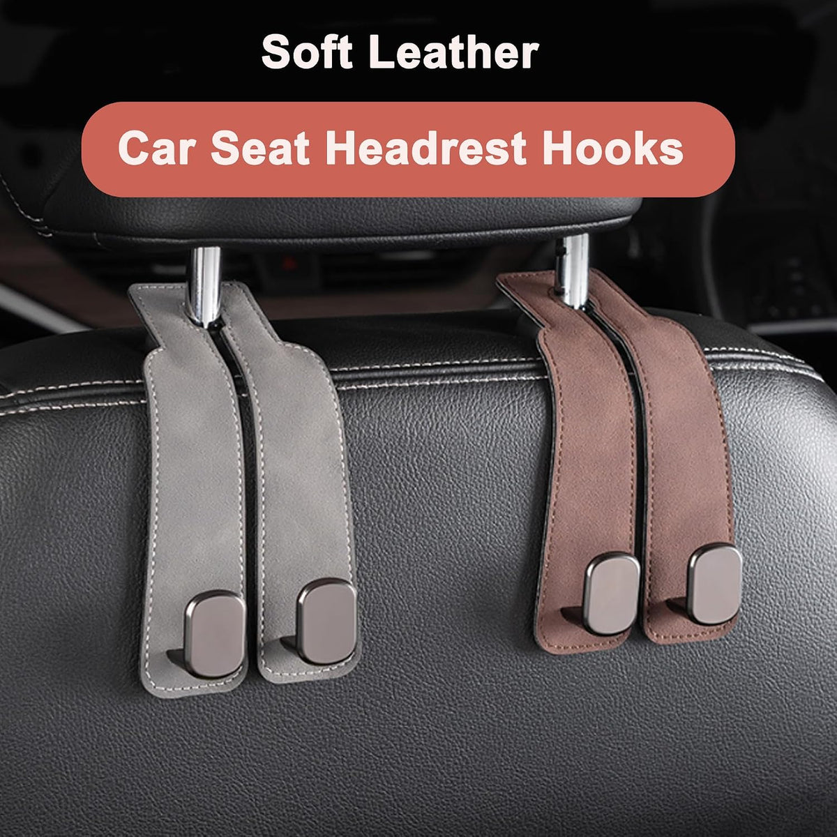 Amelity Car Headrest Hooks, Purse Hook for Car 2 Pack Black