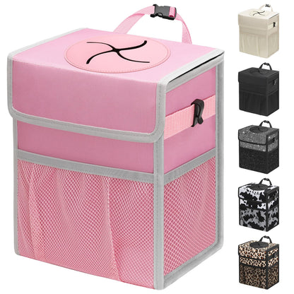 Capolo Car Trash Can with Lid, Leakproof Car Garbage Can Car Trash Bag
