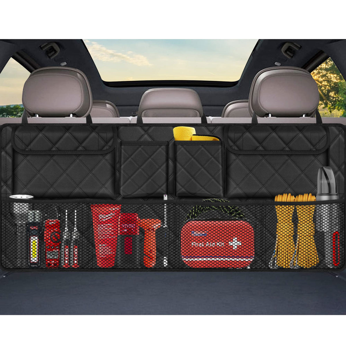 Femuar Trunk Organizer, Hanging Backseat Car Storage Bag for SUV (42"*18")