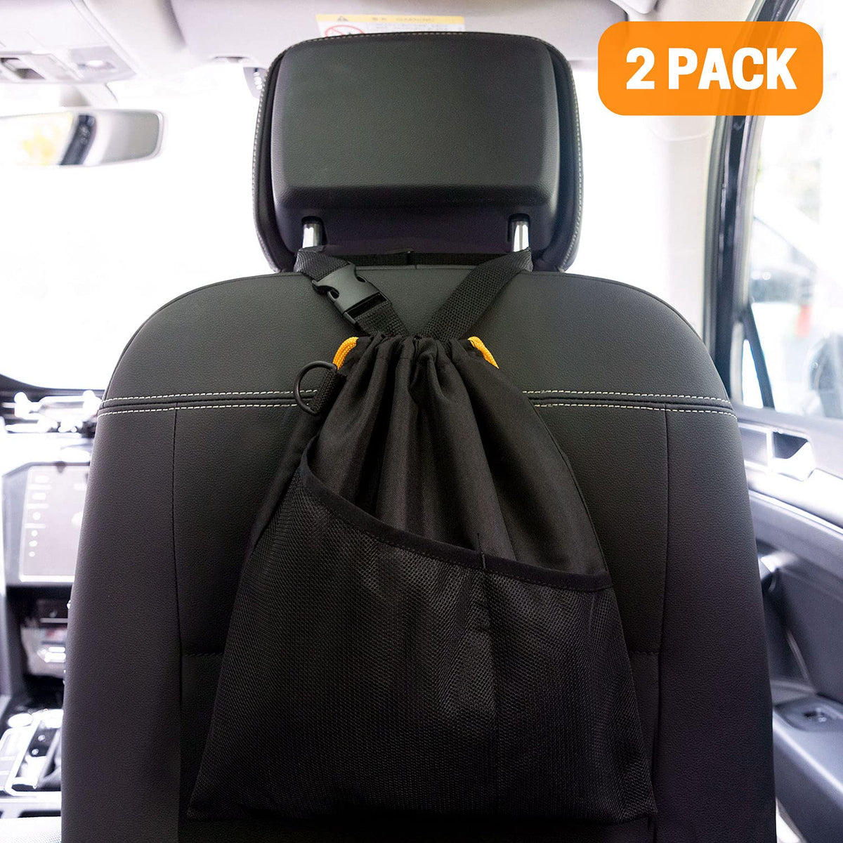 GNEGNI 2PCS Hanging Car Garbage Can - Waterproof Leakproof Trash Bag