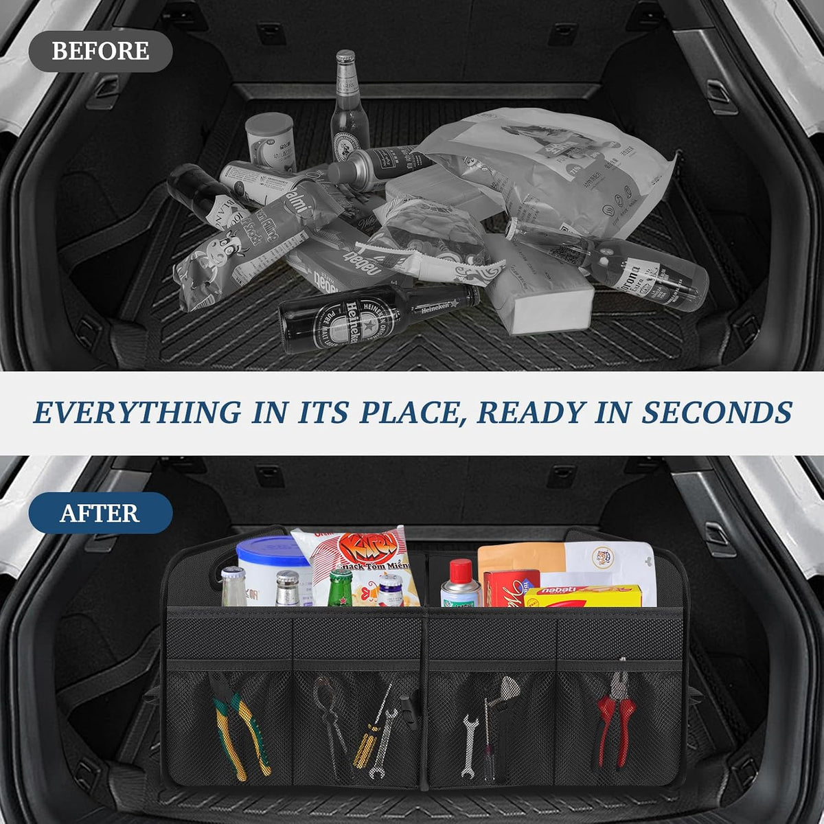 Femuar Car Trunk Organizer-Collapsible Car Storage for Suv/Jeep/Sedan