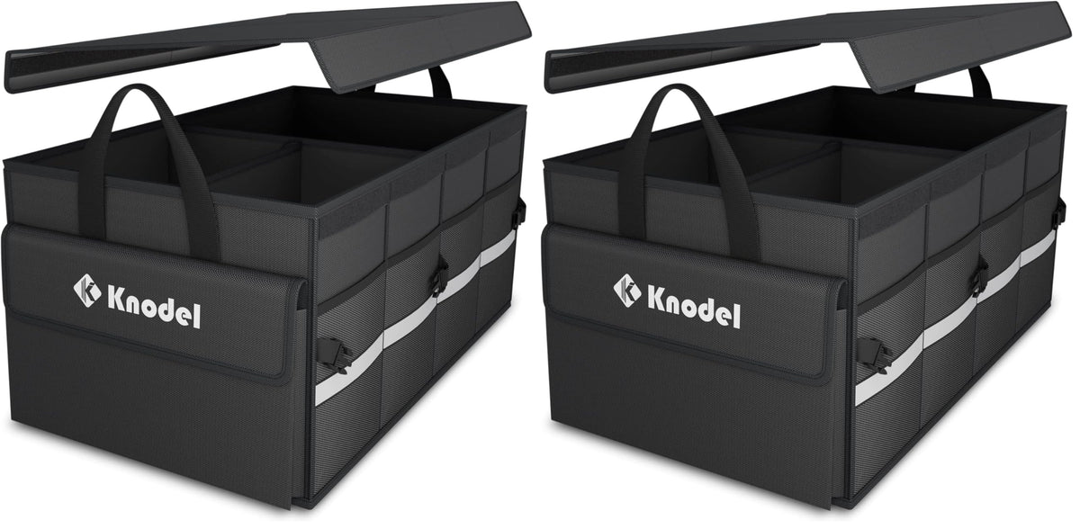 K KNODEL Trunk Organizer with Lid for Car, SUV, and Truck (Medium, Black)