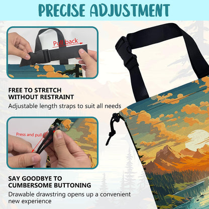 Car Garbage Bag Mountain Lake and Sunrise Drawstring Car Trash Bag Hanging for Back Seat with Adjustable Buckle Canvas Vehicle Trash Can Easy-to-Install