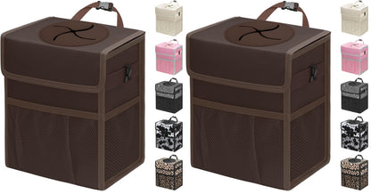Capolo Car Trash Can with Lid, Leakproof Car Garbage Can Car Trash Bag