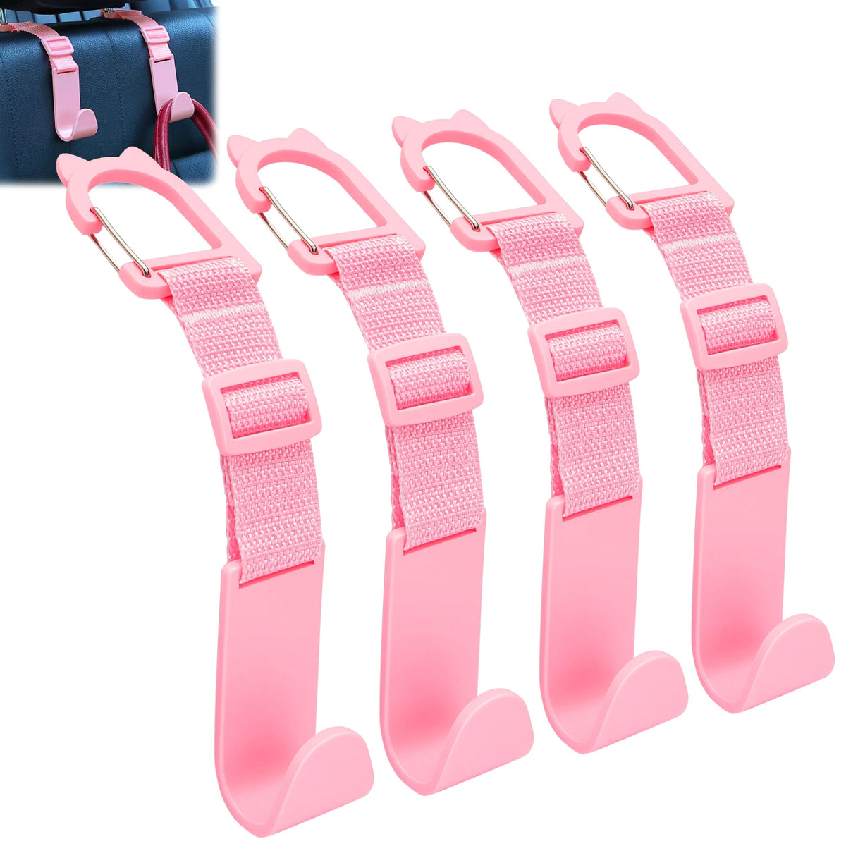Amooca Anti-drop Car Headrest Hooks 4 Pack Seat Organizer for Bags
