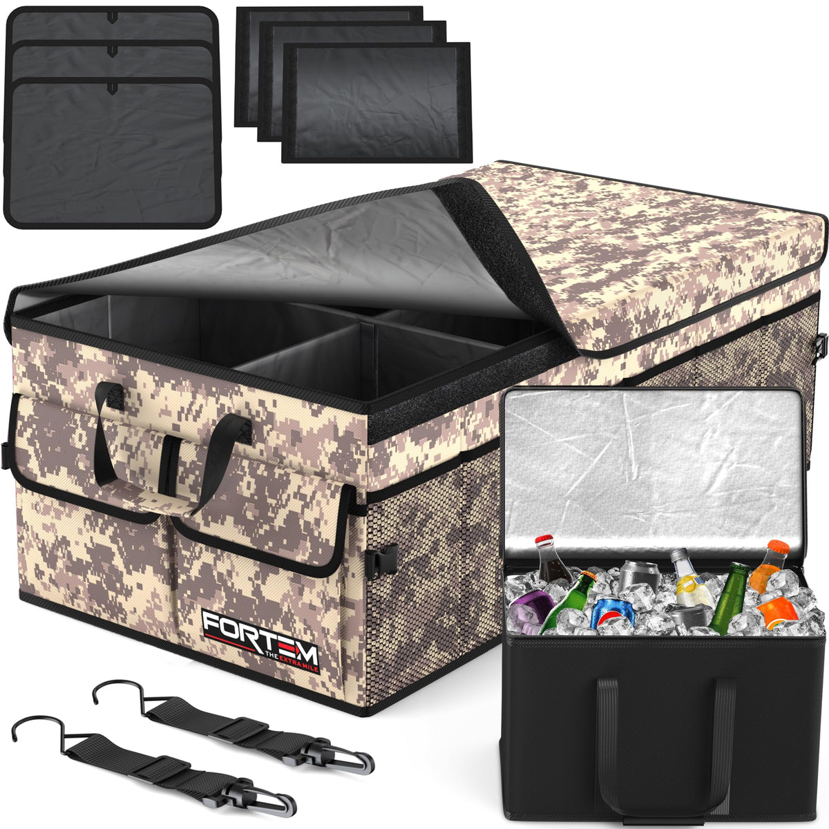 FORTEM Trunk Organizer - Foldable Car Organizer & Storage for SUVs & Trucks
