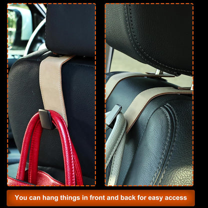 Heavy-Duty Car Headrest Hooks Holds 44lb Suede & Metal Hangers for Bags