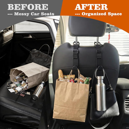 Amooca Anti-drop Car Headrest Hooks 4 Pack Seat Organizer for Bags