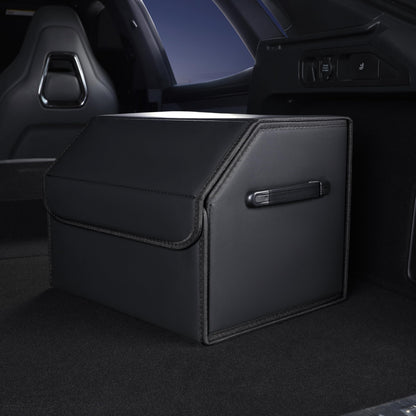 Trunk Organizer,car organizers and storage for suv,black Leather Storage Box with lid,Fiberboard,Collapsible(15''L x 13''W x 12.4''H,2K inches³)