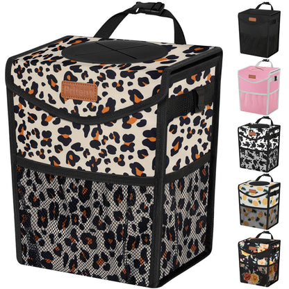 Pritent Car Trash Can with Lid Leakproof Car Garbage Bag Vehicle Trash Bin