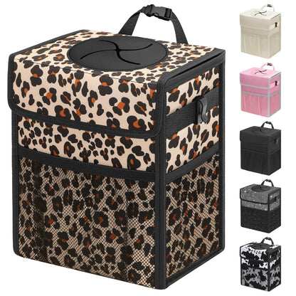 Capolo Car Trash Can with Lid, Leakproof Car Garbage Can Car Trash Bag