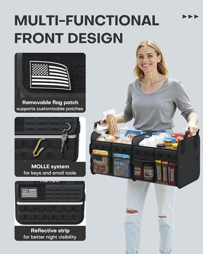 HOTOR Tactical Trunk Organizer - Car Storage with Front MOLLE Pockets