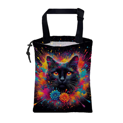British Shorthair Cat Car Garbage Bag Colorful Splash Drawstring Car Trash Bag Hanging for Back Seat with Adjustable Buckle Canvas Vehicle Trash Can Easy-to-Install