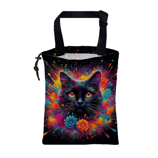 British Shorthair Cat Car Garbage Bag Colorful Splash Drawstring Car Trash Bag Hanging for Back Seat with Adjustable Buckle Canvas Vehicle Trash Can Easy-to-Install