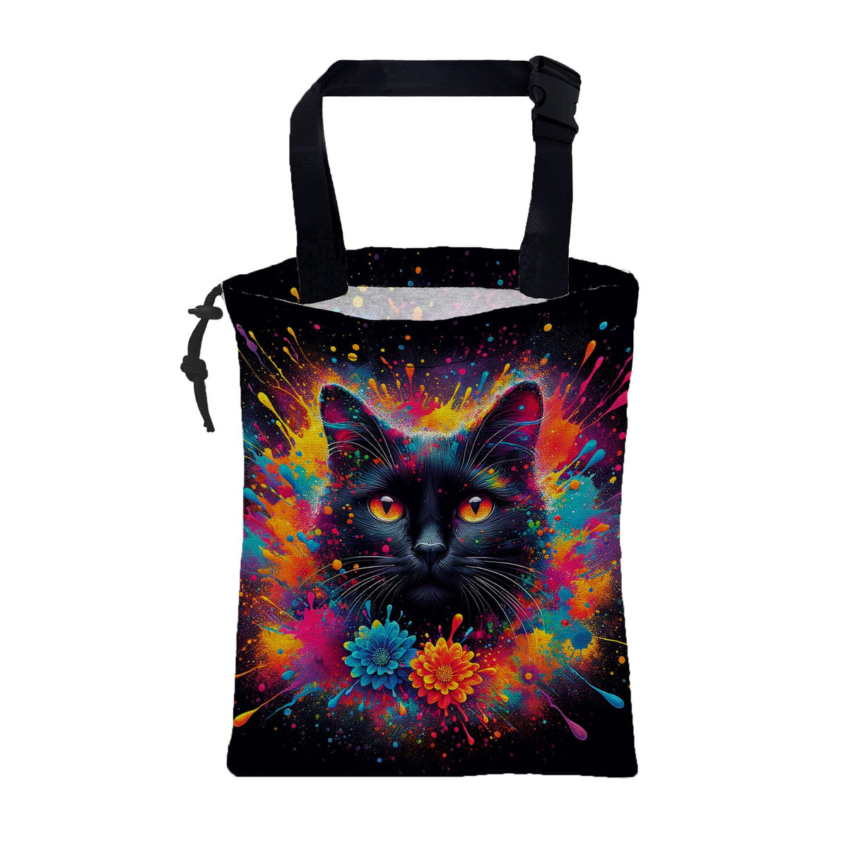 British Shorthair Cat Car Garbage Bag Colorful Splash Drawstring Car Trash Bag Hanging for Back Seat with Adjustable Buckle Canvas Vehicle Trash Can Easy-to-Install