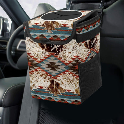 Gothic Moon Stars Boho Car Trash Can with Lid - Collapsible Reusable Waterproof Car Garbage Bag - Organizer