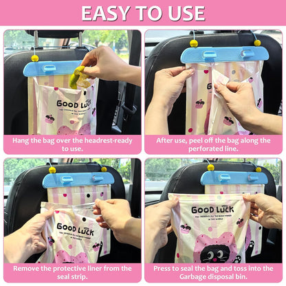 Accmor Disposable Car Trash Bag, 20 Pcs Car Garbage Bag Hanging Vehicle Trash Can Auto Rubbish Pouch Dustbin Bags Garbage Container Car Accessories, Leakproof, Smellproof, Portable for Women & Adults