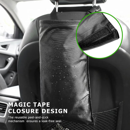 2 PCS Car Trash Bags, Washable Auto Garbage Bag with Elastic Vent & Sticky Strap Bottom Opening, Detachable Seat Back Garbage Container Trash Bin for Vehicle Home Outdoor