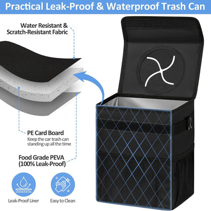ELONGRIVER Leak Proof Car Trash Can with Lid Black