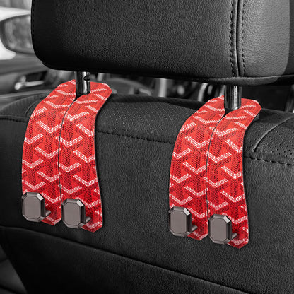 2PCS Car Hooks for Headrest, Faux Leather Purse Hook for Car Seat Back Organizers and Storage, Double Metal Purse Holder Bag Hanger, Universal Car Interior Accessories for Women Man
