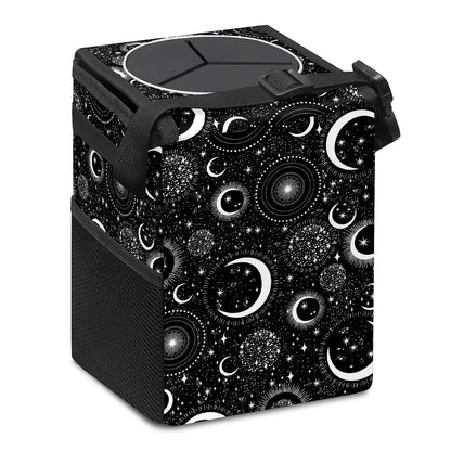 Gothic Moon Stars Boho Car Trash Can with Lid - Collapsible Reusable Waterproof Car Garbage Bag - Organizer