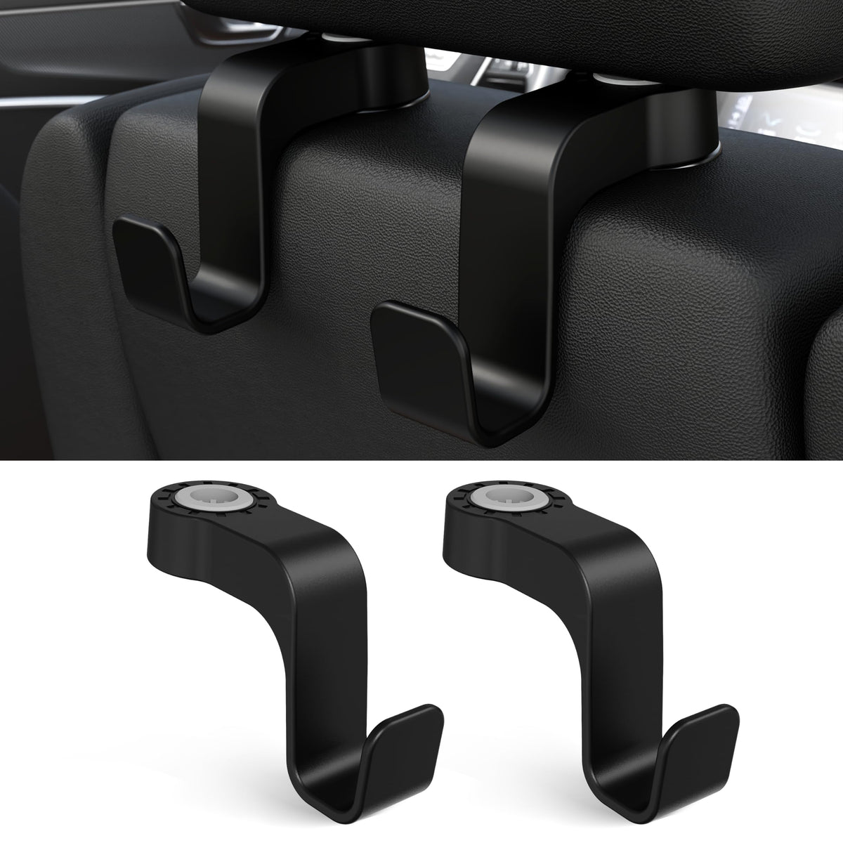 Amooca Anti-drop Car Seat Hooks Heavy Duty 55lb Headrest Hanger 2 Pack