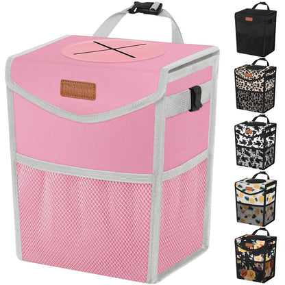 Pritent Car Trash Can with Lid Leakproof Car Garbage Bag Vehicle Trash Bin
