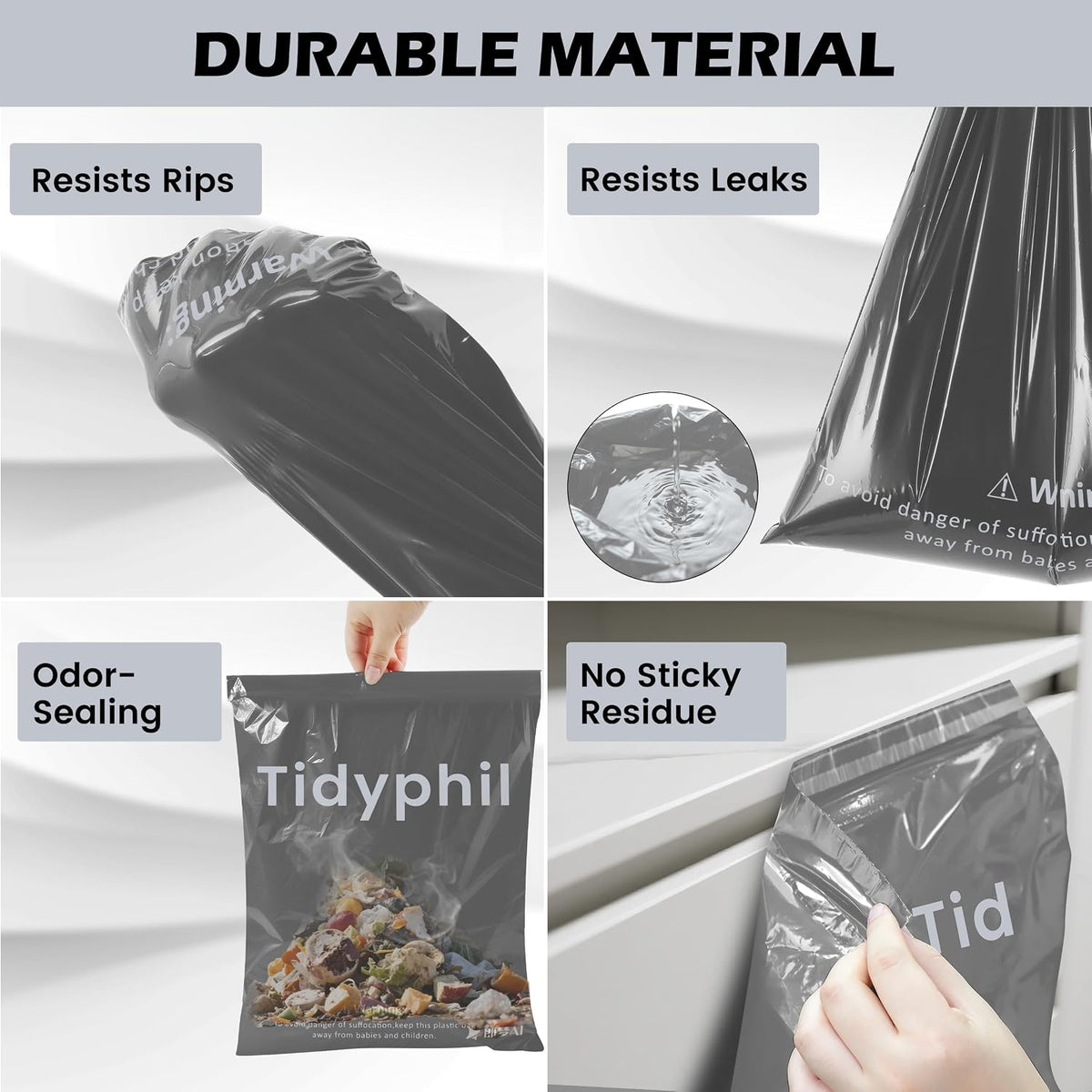 50 Bags Hanging Car Trash Bags Disposable, 2 Gallon Car Garbage Bags. Gray