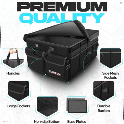 FORTEM Trunk Organizer - Foldable Car Organizer & Storage for SUVs & Trucks