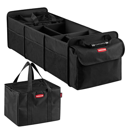 Rubbermaid Car Organizer, Collapsible Trunk Organizer, Multi-Compartment Car Storage Organization for Car Accessories, 2 Compartments With Cover, 21.65"*14.17"*12.2"
