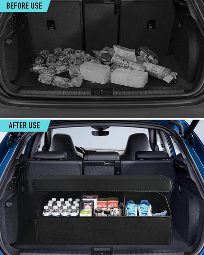 Fyzeoty Car Trunk Organizer for SUV and Sedan, Black, 29.5 inches