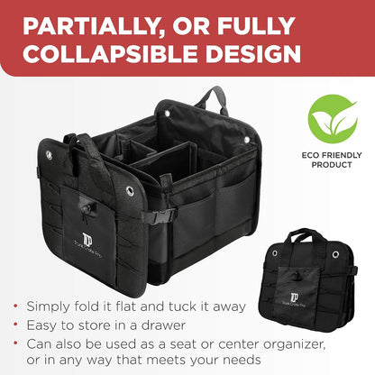 Car Trunk Organizer for SUV & Truck Cargo Storage, Large, Black