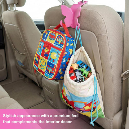 2 PCS Car Seat Headrest Hook, Butterfly Multipurpose Storage Hook Seat Back Purse Holder, Cute Butterfly Headrest Purse Hanger Interior Accessories for Car Truck SUV (Pink)