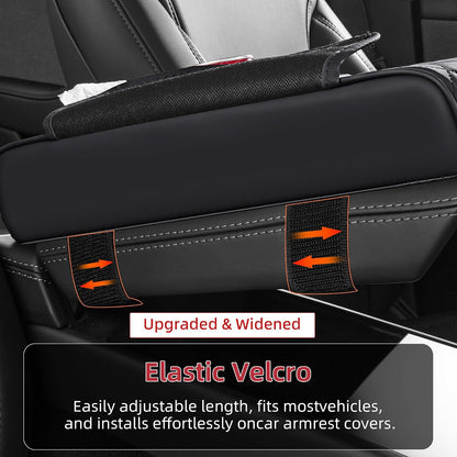 5 in 1 Nappa Leather Console Armrest Cover, Black