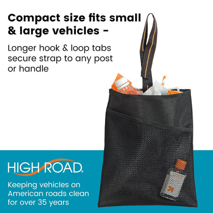 High Road Small Car Trash Bag with Waterproof Liner and Storage Pocket