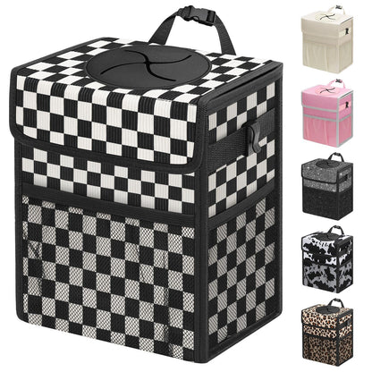 Capolo Car Trash Can with Lid, Leakproof Car Garbage Can Car Trash Bag