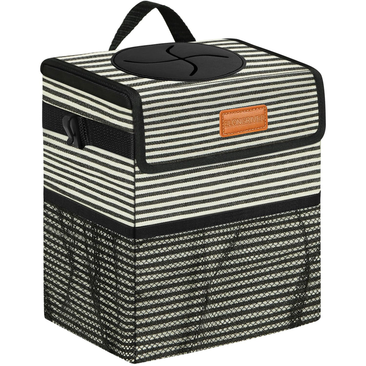 ELONGRIVER Leak Proof Car Trash Can with Lid Black
