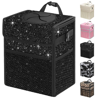 Capolo Car Trash Can with Lid, Leakproof Car Garbage Can Car Trash Bag