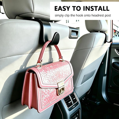 Car Seat Headrest Hooks 4 Pack, Purse Hook for Cars with Non-Slip Lock