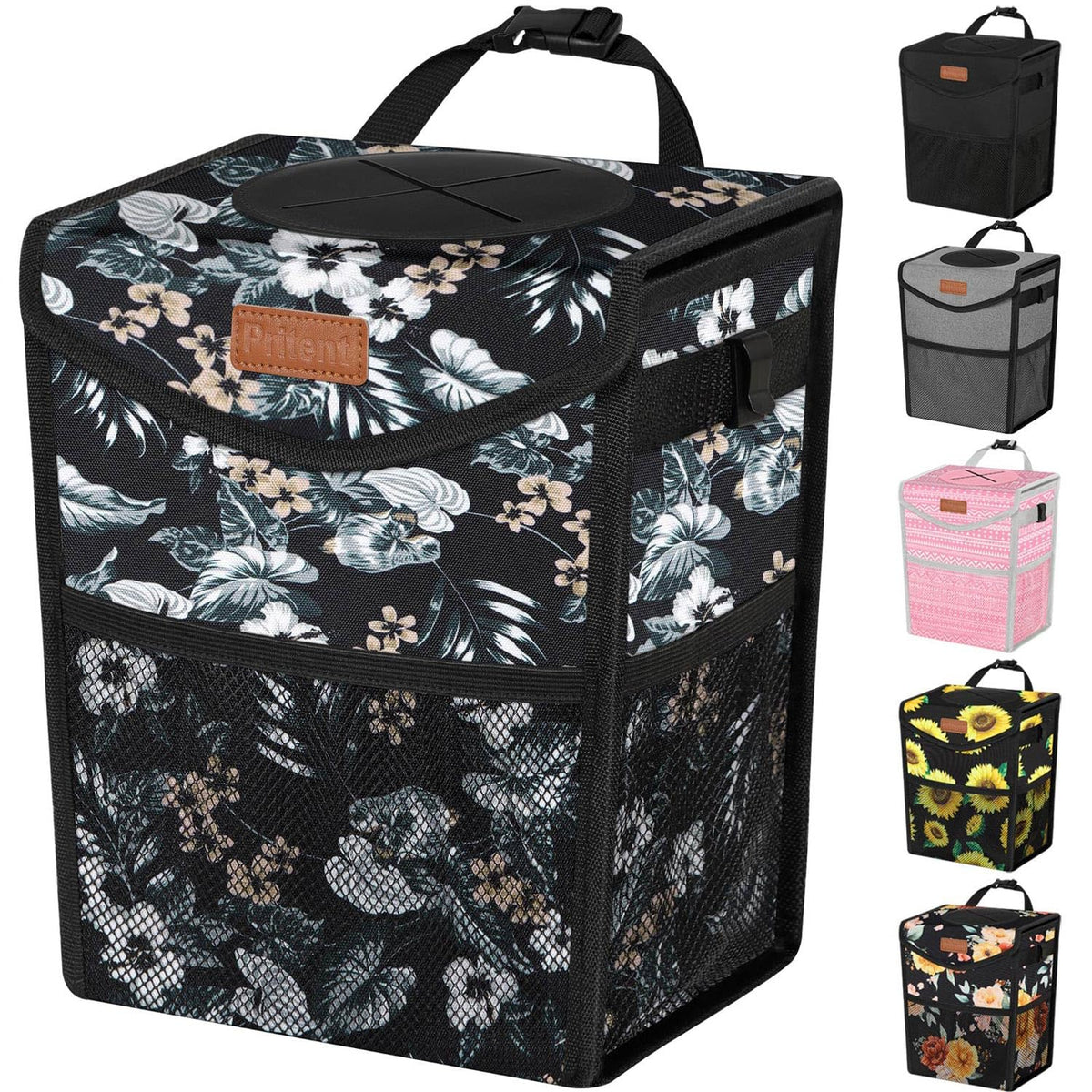 Pritent Car Trash Can with Lid Leakproof Car Garbage Bag Vehicle Trash Bin