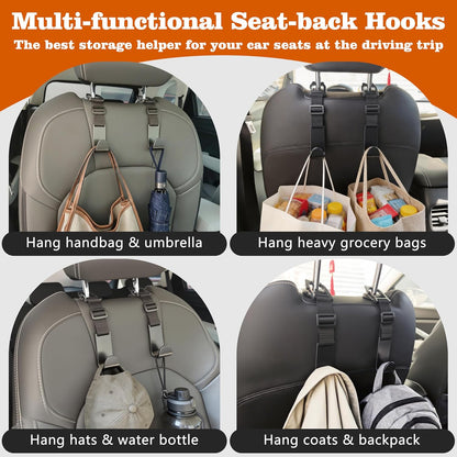 Amooca Anti-drop Car Headrest Hooks 4 Pack Seat Organizer for Bags