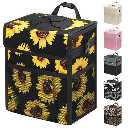 Capolo Car Trash Can with Lid, Leakproof Car Garbage Can Car Trash Bag