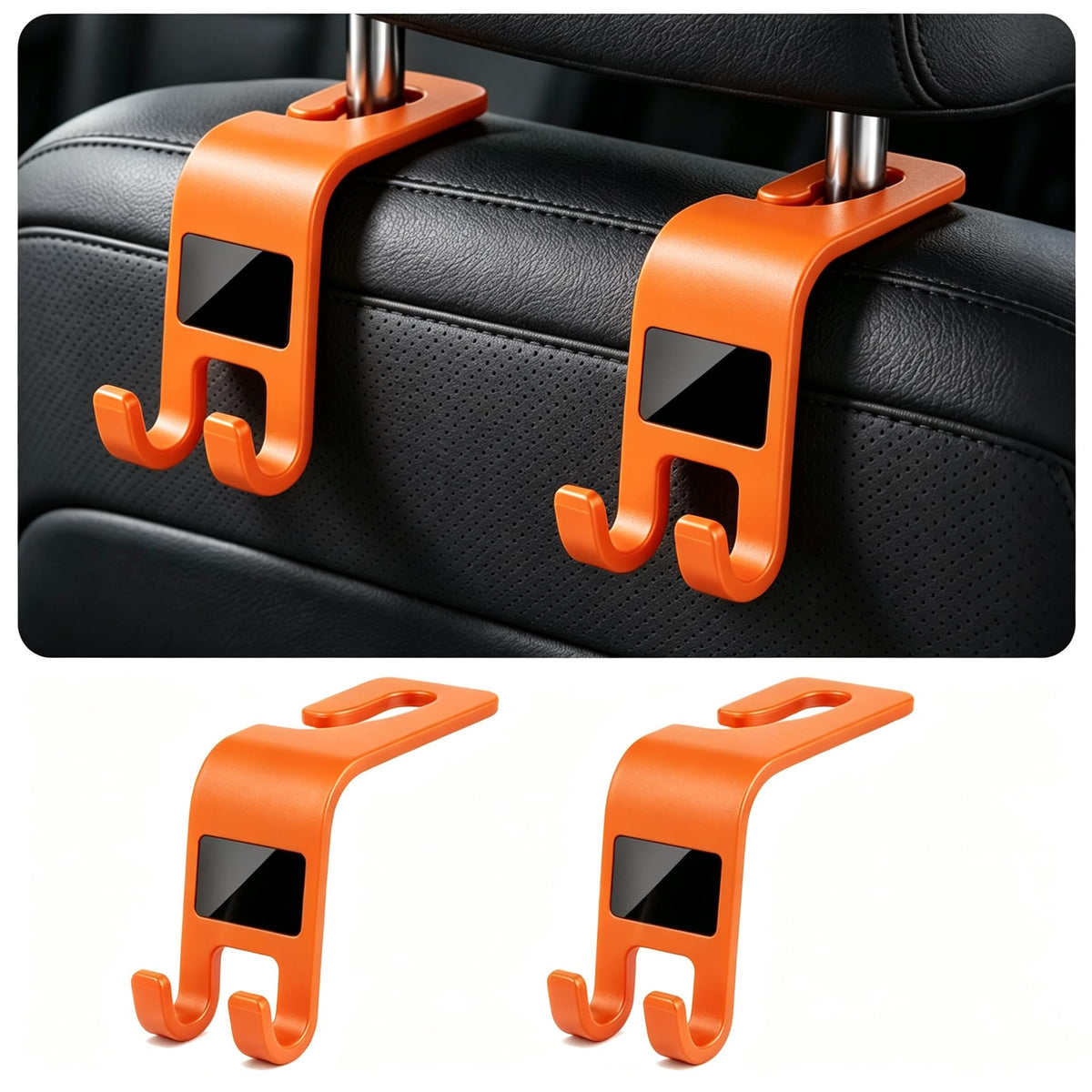 ZSDY Car Seat Headrest Hooks Heavy Duty Vehicle Back Seat Storage Organizer Hanger for Purse Grocery Bags Coat Universal Car Interior Accessories 2 Pack, Black