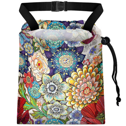 Car Trash Bag Hanging Back of Seat with Adjustable Snap Buckle Strap Cute Printed Drawstring Garbage Bags for Car-Boho Floral